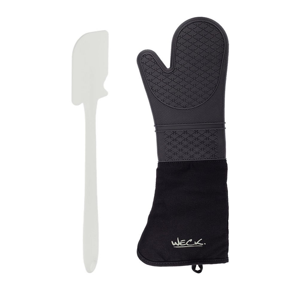 Luva Termica e Espatula Silicone Profissional Cabo Longo Kit Cozinha - 1