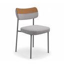 Ver imagem 1 de Kit 8 Cadeiras Sala de Jantar Lisa Pés Preto Linho/PU Cinza/Caramelo m² - Monari Design