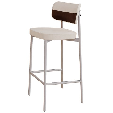 Banqueta Alta Bar Cozinha Sala de Jantar Aço Branco Kaira C01 Linho Palha Courino Whisky - Lyam Deco