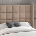 Ver imagem 4 de Cabeceira Cama Box Estofada Queen Imperial para Quarto em Veludo Bege Claro - Larbelle