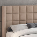Ver imagem 3 de Cabeceira Cama Box Estofada Queen Imperial para Quarto em Veludo Bege Claro - Larbelle