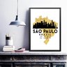 Quadro São Paulo Brazil - Escala 24x18cm - com Vidro:madeira Branca - 2