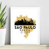 Quadro São Paulo Brazil - Escala 24x18cm - com Vidro:madeira Branca - 1