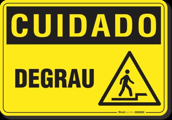 PLACA CUIDADO DEGRAU | MadeiraMadeira