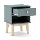 Ver imagem 3 de Mesa de Cabeceira Esteban 1 Gaveta Kaki/cera Natural - Finestra Móveis