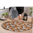 Ver imagem 1 de Tapete Redondo 1,40x1,40 Cami Casa Jacquard Antiderrapante:miami Caramelo