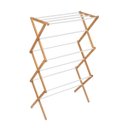 Ver imagem 1 de Varal Vertical de Chão Dobrável em Bambu com Hastes Metálicas 3 Andares - Simplo