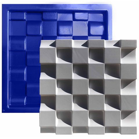 Forma 3D Gesso e Cimento ABS 1mm - Xadrez 30x30 cm