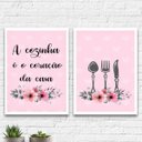 Ver imagem 1 de Kit 2 Quadros Cozinha Coração Da Casa Rosa 33x24cm - com vidro:Madeira preta