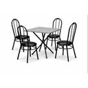 Ver imagem 1 de Conjunto Jaddi Mesa Roma Ocre Cinza 1,20x75 4 Lugares Turmalina Luxo Alumínio Preto