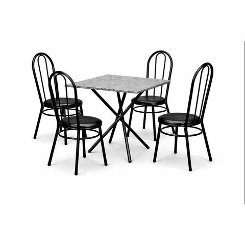 Conjunto Jaddi Mesa Roma Ocre Cinza 1,20x75 4 Lugares Turmalina Luxo Alumínio Preto