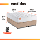 Ver imagem 3 de Cama Box Baú Colchão Casal Queen Molas Ensacadas Real 158x198x68cm Branco / Bege Inducol