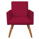 Ver imagem 2 de Kit Poltrona e Puff Banqueta Redonda Nina Suede Vermelho Pés Palito Castanho - Pallazio