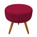 Ver imagem 6 de Kit Poltrona e Puff Banqueta Redonda Nina Suede Vermelho Pés Palito Castanho - Pallazio