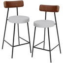 Ver imagem 1 de Kit 02 Banquetas Baixa Cozinha Sala de Jantar Milão L02 Couríssimo Marrom Linho Cinza - lyam