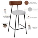 Ver imagem 4 de Kit 02 Banquetas Baixa Cozinha Sala de Jantar Milão L02 Couríssimo Marrom Linho Cinza - lyam