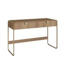Ver imagem 2 de Escrivaninha Orgânica Pé Metal Luna 2 Gavetas 125cm Hanover e Dourado Bege