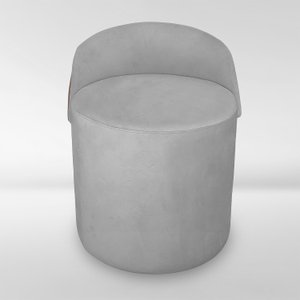 Puff Orgânico Redondo com Encosto Luxo Composé Corino e Suede para Sala e Recepção:cinza Claro