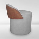 Ver imagem 5 de Puff Orgânico Redondo com Encosto Luxo Composé Corino e Suede para Sala e Recepção:cinza Claro