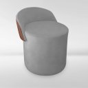 Ver imagem 3 de Puff Orgânico Redondo com Encosto Luxo Composé Corino e Suede para Sala e Recepção:cinza Claro