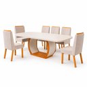Ver imagem 7 de Sala de Jantar 180x90 Olimpia 6 Cadeiras Bom Pastor Naturale/Off BP Veludo Bege
