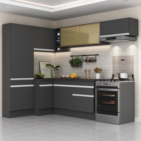 Armário De Cozinha Completa De Canto Preto/branco