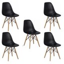 Ver imagem 1 de Kit 5 Cadeiras Charles Eames Eiffel Wood Design Branca Preta Cinza Outras