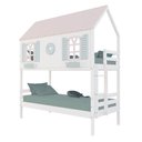 Ver imagem 2 de Beliche Casinha Bela com Coração - Madeira Maciça Branco/rosa/verde | Megamobilia