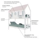 Ver imagem 4 de Beliche Casinha Bela com Coração - Madeira Maciça Branco/rosa/verde | Megamobilia