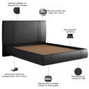 Ver imagem 4 de Cama Queen Flutuante com Cabeceira 160cm Astra S04 Couríssimo Preto - Lyam Decor