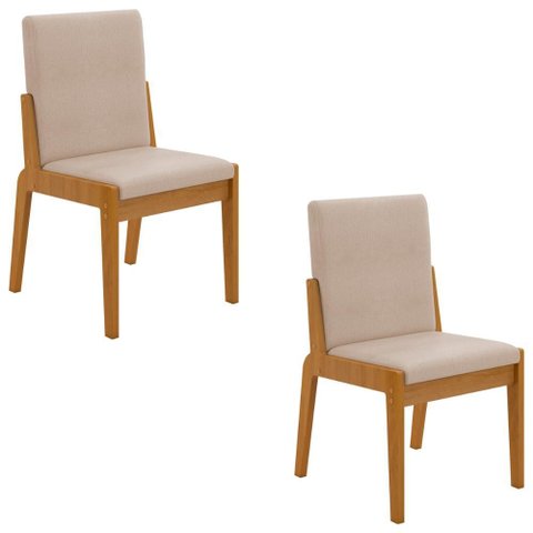 Conjunto de 2 Cadeiras Sinfonia com Estofado em Linho Naturale/creme