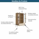 Ver imagem 6 de Cristaleira 2 Portas Oslo Artesano 83 Cm Largura Mdp Hanover Palha Sintética Bege e Pés Metal