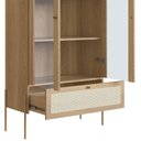 Ver imagem 2 de Cristaleira 2 Portas Oslo Artesano 83 Cm Largura Mdp Hanover Palha Sintética Bege e Pés Metal