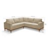 Sofá De Canto Living 5 Lug. Toronto Com Base Retro 100% Madeira de Reflorestamento Veludo Bege Estof - 2