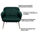 Ver imagem 3 de Poltrona Decorativa Kitana Pés Champagne Palito Veludo Verde - Gran Belo