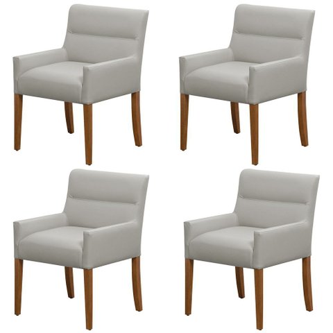 Kit 4 Cadeiras para Mesa de Jantar Angel Base Madeira Corano Fendi - Nexta Casa
