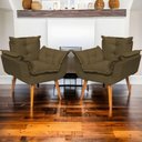 Ver imagem 2 de Kit 3 Poltronas Decorativa para Sala Manicure Consultório Alice Pés Trapézio Suede Marrom