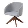 Poltrona Estofada com Base Giratória em Madeira Maciça – Zara Exclusiva Linho Cinza - 2