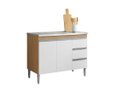 Ver imagem 2 de Balcão Armário de Cozinha Andréia 100cm Amêndoa/branco S/ Tampo - Ajl Móveis