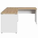 Ver imagem 5 de Escrivaninha L Escritório 1,50m X 1,50m Pés Painel F5 Office Cor:macadâmia com Branco