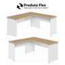 Escrivaninha L Escritório 1,50m X 1,50m Pés Painel F5 Office Cor:macadâmia com Branco - 7