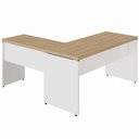 Ver imagem 4 de Escrivaninha L Escritório 1,50m X 1,50m Pés Painel F5 Office Cor:macadâmia com Branco