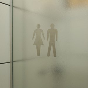 Placas Adesivas de Porta Banheiro-Inox-Wc Feminino e Masculino