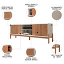 Ver imagem 3 de Rack para Sala Bancada de Tv 72 Pol Ripado 184cm Tannen Freijó/off White - Caemmun