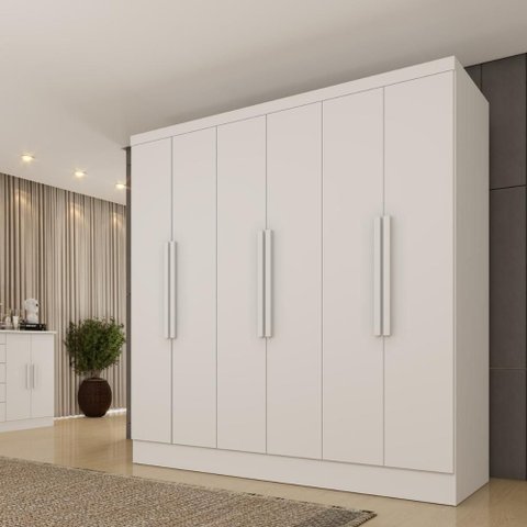 Guarda-Roupa Casal com 6 Portas e 4 Gavetas 180cm Multimóveis CR35483 Neve