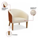 Ver imagem 3 de Poltrona Sala Decorativa Kit 2 Stella Pé Madeira Trapézio Castanho Sintético Pu Nozes/linho Bege D03