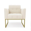 Ver imagem 6 de Poltrona Sala Decorativa Kit 2 Elisa Base Industrial Dourada Cotelê Ext/veludo Bege D03 - D’Rossi