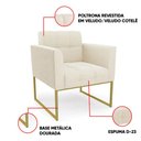 Ver imagem 3 de Poltrona Sala Decorativa Kit 2 Elisa Base Industrial Dourada Cotelê Ext/veludo Bege D03 - D’Rossi