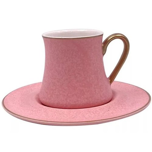 Jogo de 6 Xícaras de Café Cônica Coquinho 70 ml e Açucareiro de Porcelana  Pintado à Mão rosas branca rosa/caramelo no Shoptime