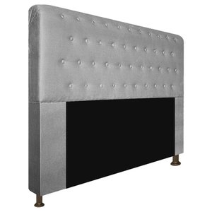Cabeceira Brenda Para Cama Box Queen Size 160cm com Capitonê Suede - Ecotec Decor:Cinza